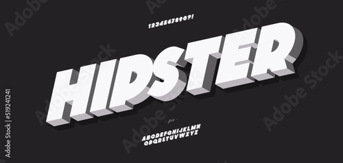 Vector hipster 3d bold font modern typography for poster, event decoration, motion, video, game, t shirt, book, banner, printing. Cool typeface. Trendy alphabet. 10 eps