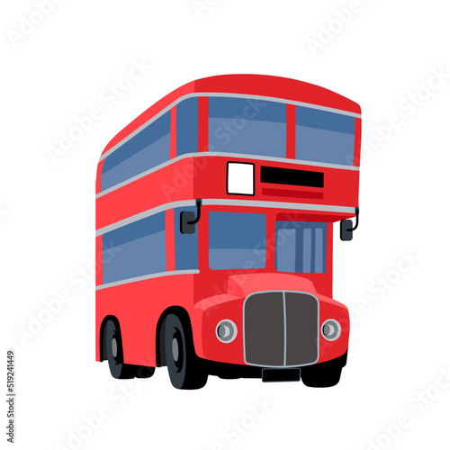 Red British double-deck bus. The symbol of London. Color vector illustration isolated on a white background in a cartoon and flat design.