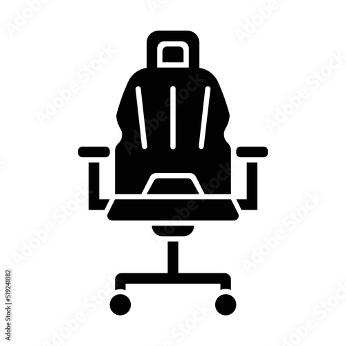 Gaming Chair icon, full black. Suitable for content design, poster, banner, or video editing needs