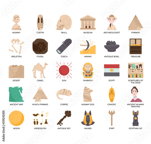 Set of Egypt thin line icons for any web and app project.