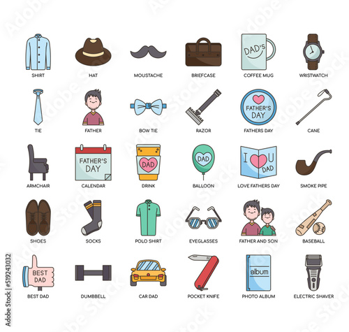 Set of Fathers Day thin line icons for any web and app project.