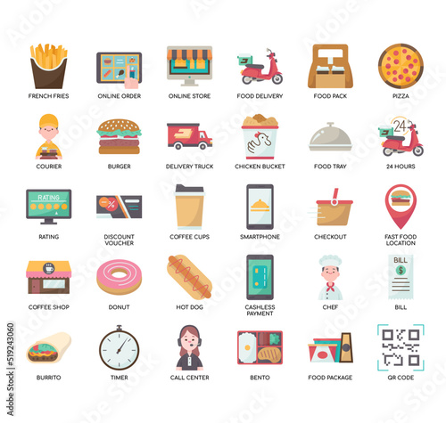 Set of Food delivery thin line icons for any web and app project.