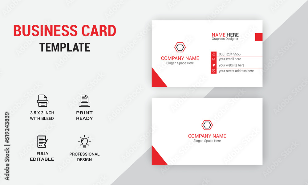 Creative Business Card Design.  Company Card Design. Photos & Vector Standard Template