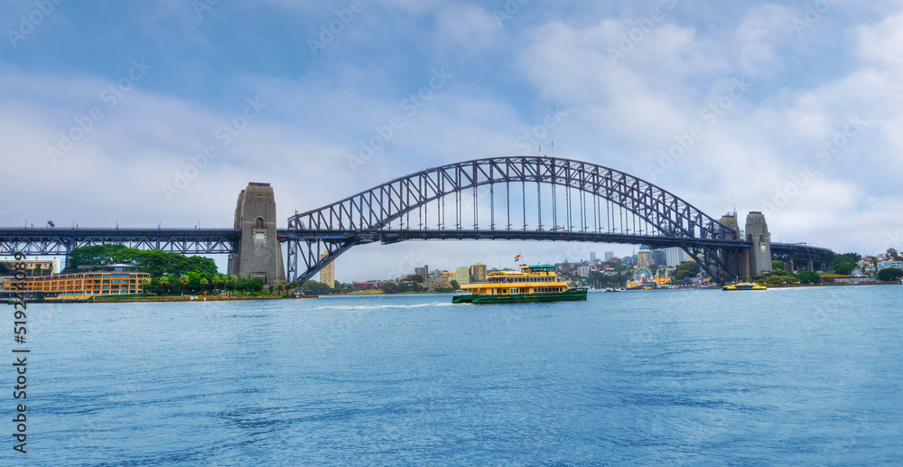 Panorama of Famous Sydney Harbour Bridge in New South Wales,  Australia