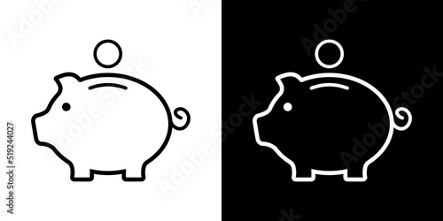 Set of piggy bank icon. Piggy bank outline icon. Vector illustration. Piggy bank for saving money. Piggy bank for coin. Saving money.