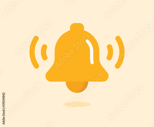 Alarm bell icon. Notification bell symbol in flat design. Vector illustration. 