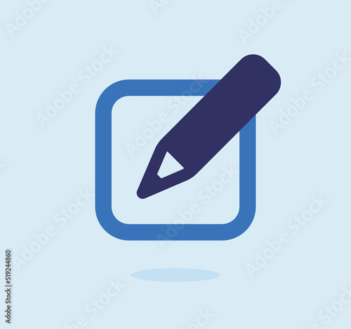 Edit icon symbol in flat design. Notepad edit document with pencil icon vector illustration.