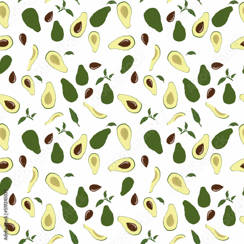 Avocado pattern from different sides.For fabrics, for printing brochures, posters, parties, vintage textile design, postcards, packaging