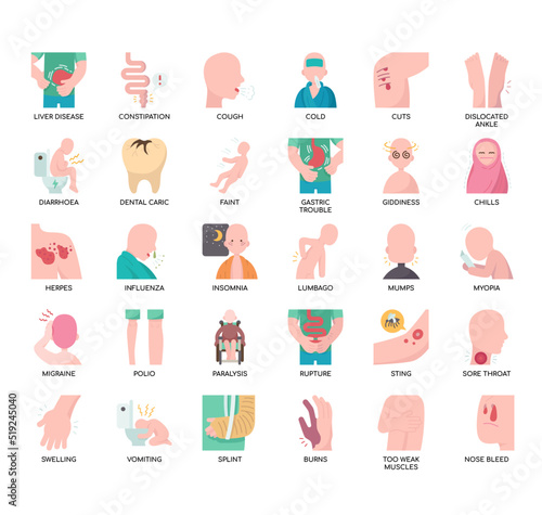 Set of Illness thin line icons for any web and app project.