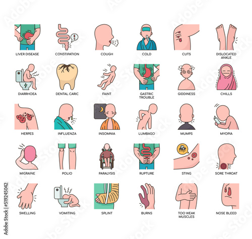 Set of Illness thin line icons for any web and app project.