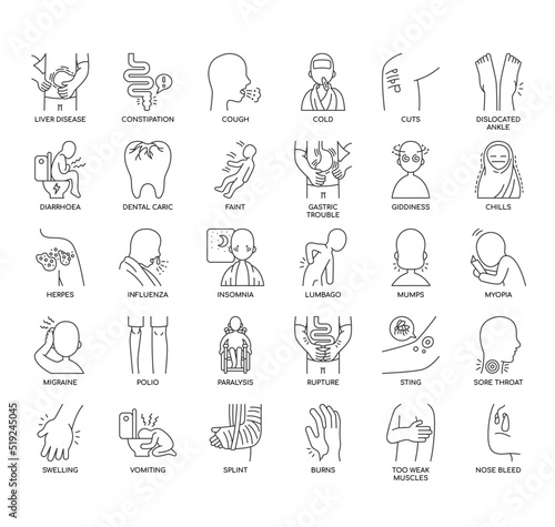 Set of Illness thin line icons for any web and app project.