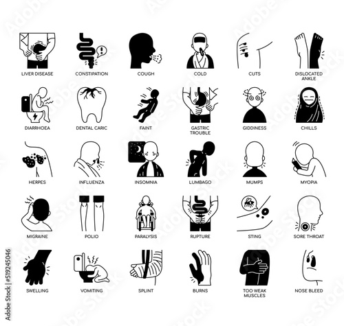 Set of Illness thin line icons for any web and app project.