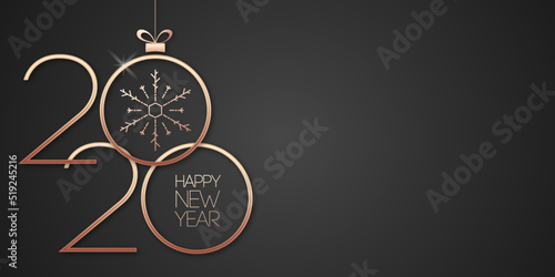 2020 Happy New Year celebration banner 3d gold style for layout design, calendar, holiday cover, flyer, brochure, party poster, greeting card, invitation. Luxury festive background. vector 10 eps