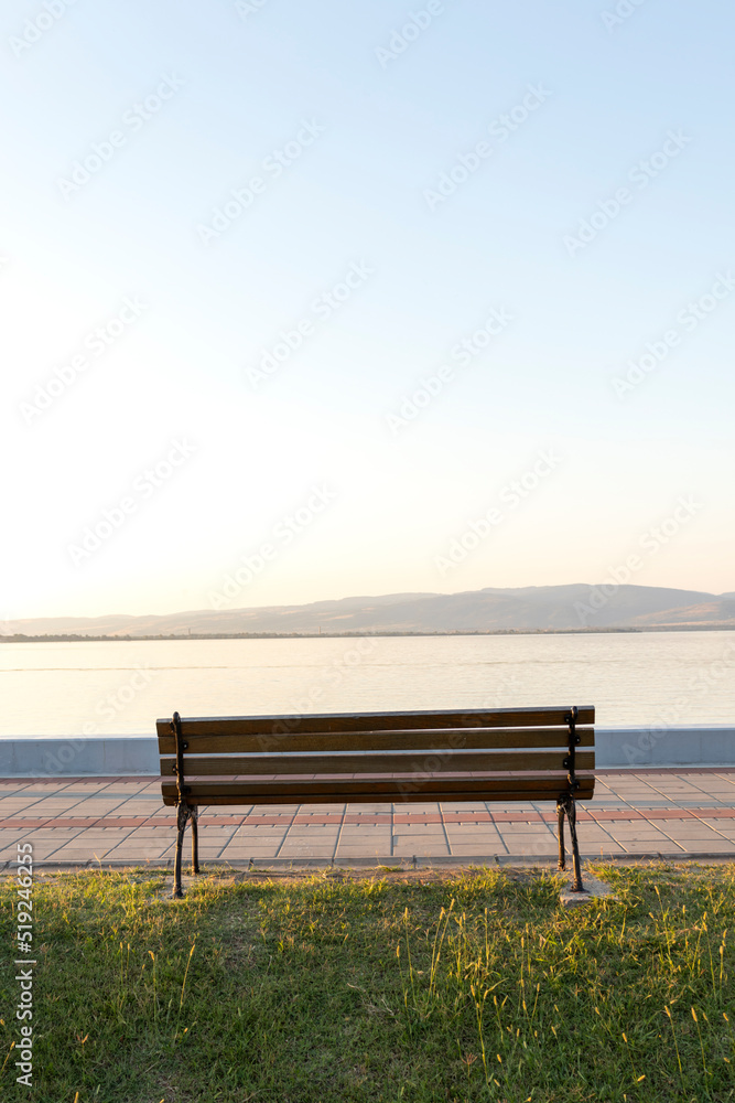 Sunset view of Danube River at town of Golubac, Serbia