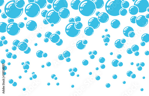 Air bubbles. Background template for water bubbles, soap bubbles, carbonated water or drink. Blue isolated silhouette on white background. Vector illustration
