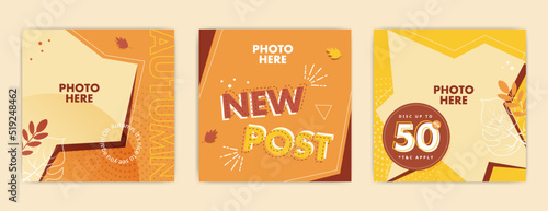 Set of Autumn social media post design 