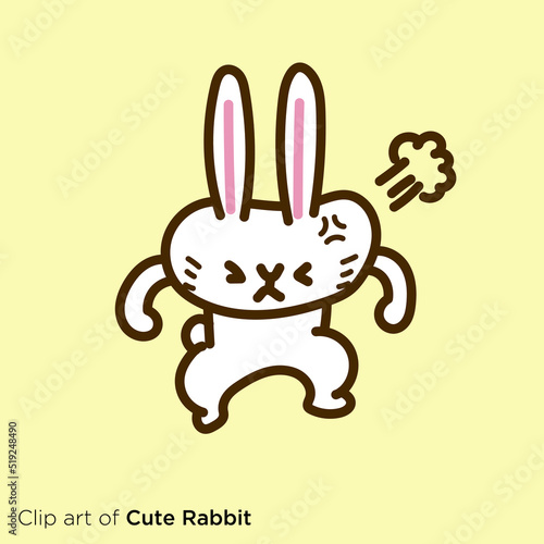 ウサギのキャラクターイラストシリーズ　「怒る」
