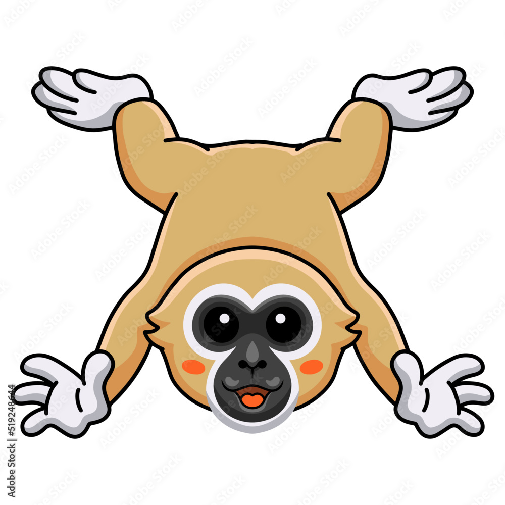 Cute white handed gibbon monkey cartoon posing Cute white handed gibbon monkey cartoon posing