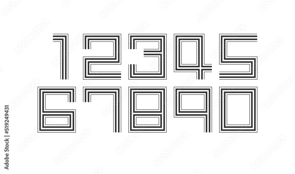 Number set vector font , modern design. Number set vector font , modern design.