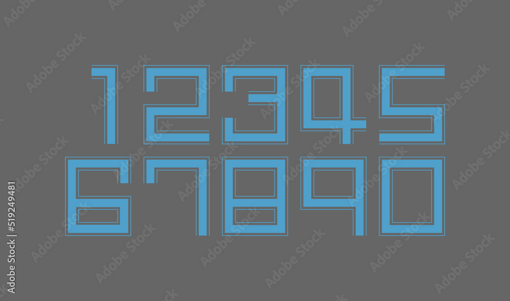 Number set vector font , modern design. Number set vector font , modern design.