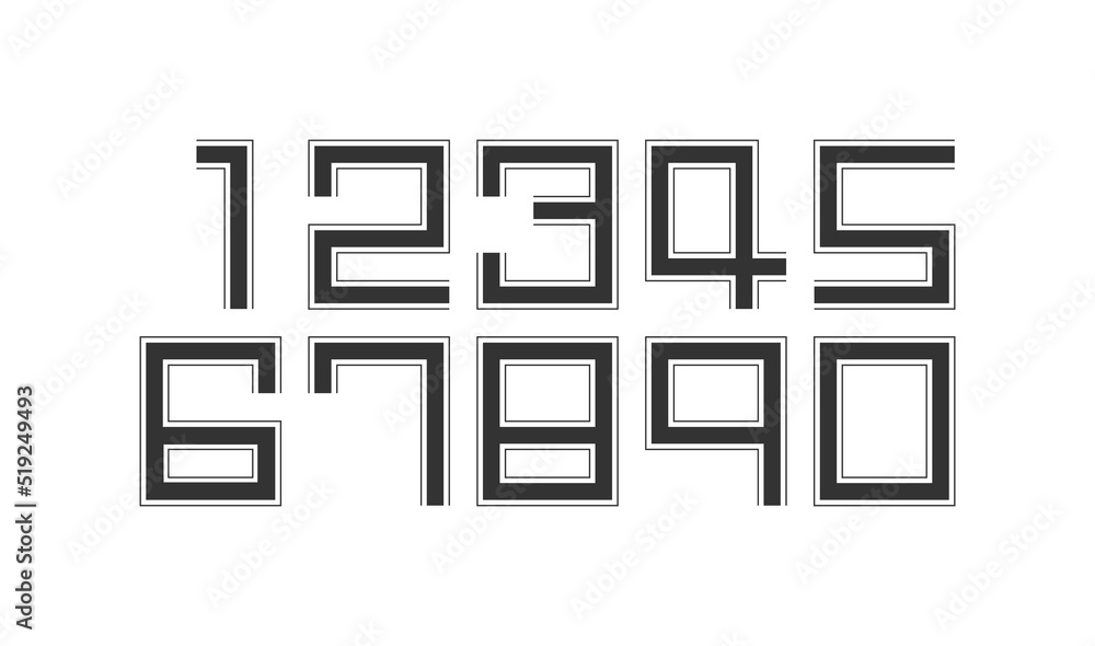 Number set vector font , modern design. Number set vector font , modern design.