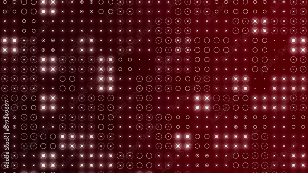 Shiny polka dots blinking randomly and scrolling
on dark red background