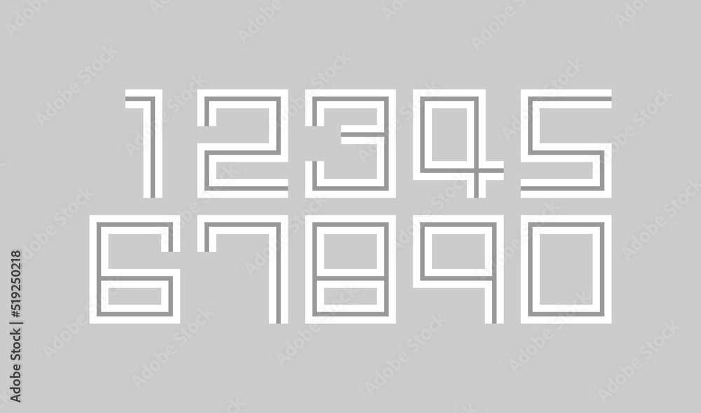 Number set vector font , modern design. Number set vector font , modern design.