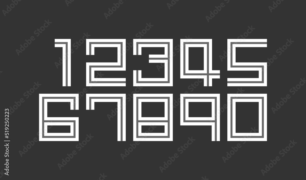 Number set vector font , modern design. Number set vector font , modern design.
