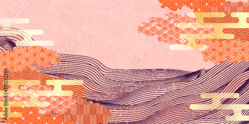 秋　和柄　波　背景