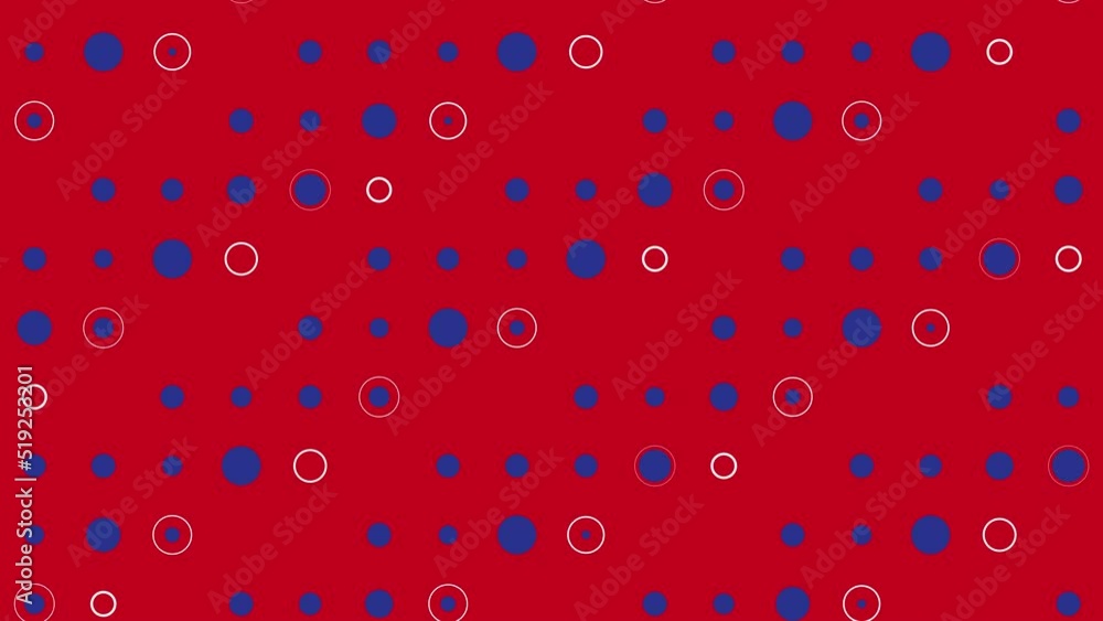 Blue polka dots blinking and vertical scrolling on red background Blue polka dots blinking and vertical scrolling on red background