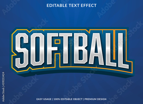 softball editable text effect template with abstract background use for business logo and brand photo