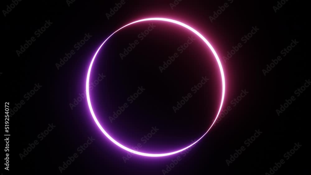 Seamless looping round circle picture frame with two tone neon color shade motion graphic on isolated black background. Blue and pink light moving for overlay element. 4K footage video motion graphic Seamless looping round circle picture frame with two tone neon color shade motion graphic on isolated black background. Blue and pink light moving for overlay element. 4K footage video motion graphic
