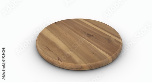 Brown Wooden cutting serving board side view on a white background