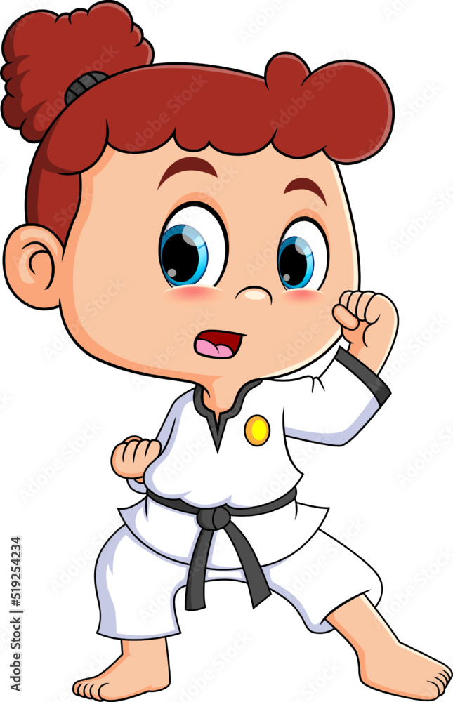 The taekwondo girl is doing the movement for attack the opponent The taekwondo girl is doing the movement for attack the opponent
