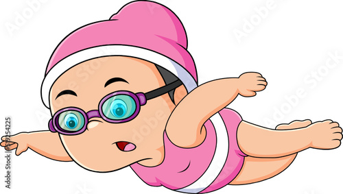 The swimmer girl is swimming so fast in the competition