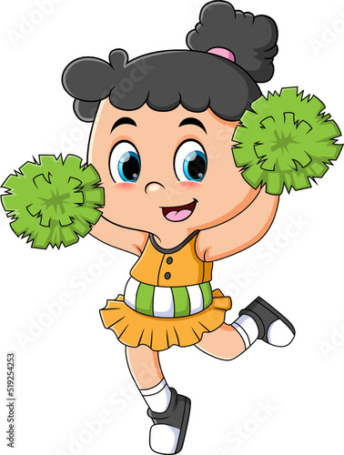 The cheerleader girl is dancing for support the team
