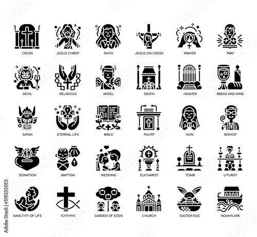 Set of Christianity thin line icons for any web and app project.