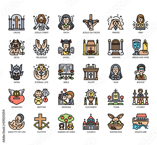 Set of Christianity thin line icons for any web and app project.