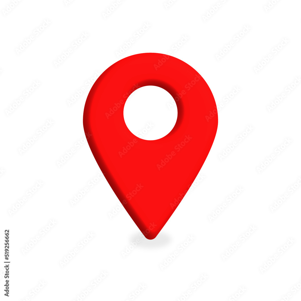 Red realistic map pin pointer icon isolated on a white background. Red realistic map pin pointer icon isolated on a white background.