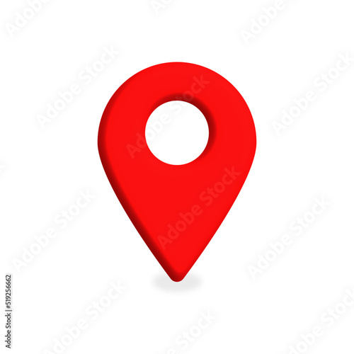 Red realistic map pin pointer icon isolated on a white background. 
