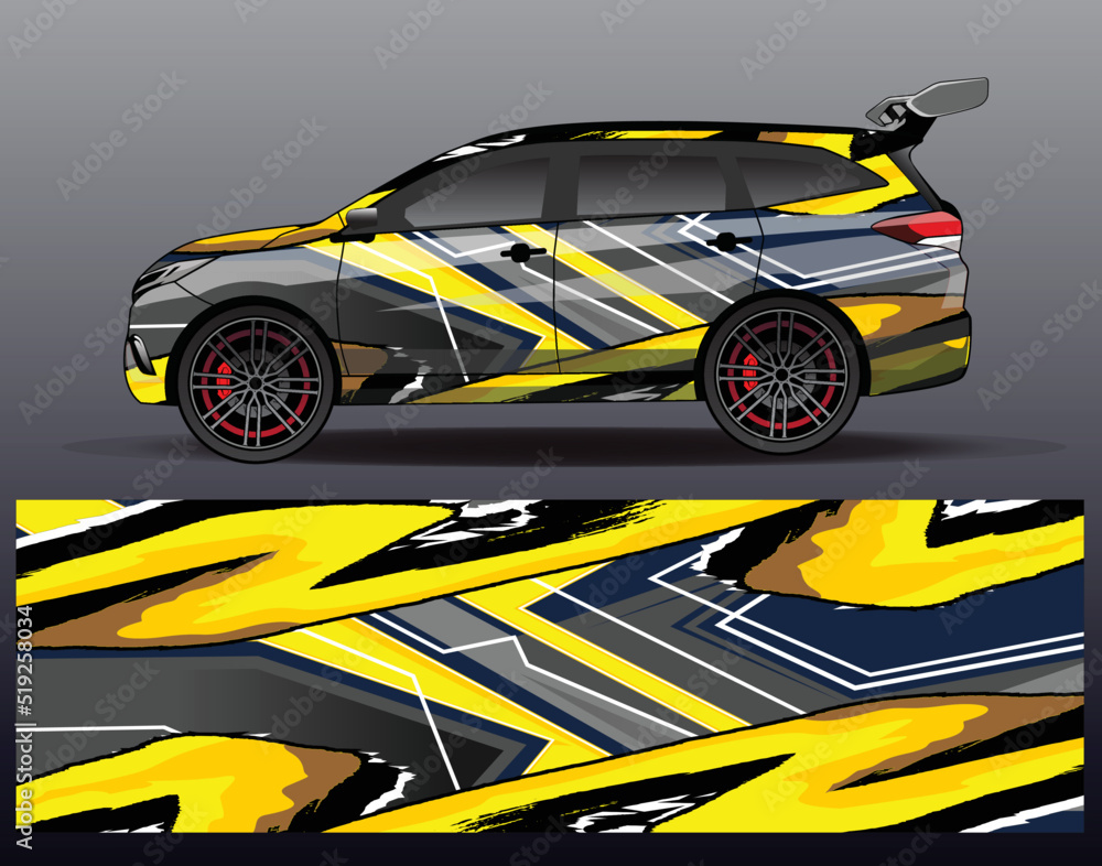 Car wrap decal graphics. Abstract eagle stripe, grunge racing and sport background for racing livery or daily use car vinyl sticker
