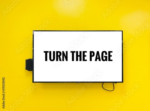 turn the page - text in Television on yellow background