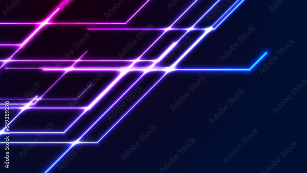 Blue ultraviolet neon geometric lines abstract tech background