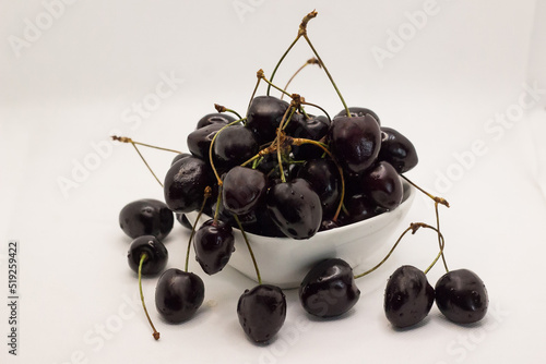 Cherry fruits on a white background