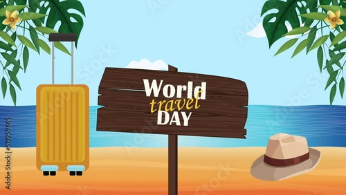 world turism day lettering animation photo