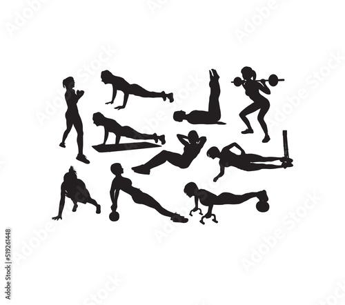Gymnastics, gym, weight lifting and fitness, art vector silhouettes design
