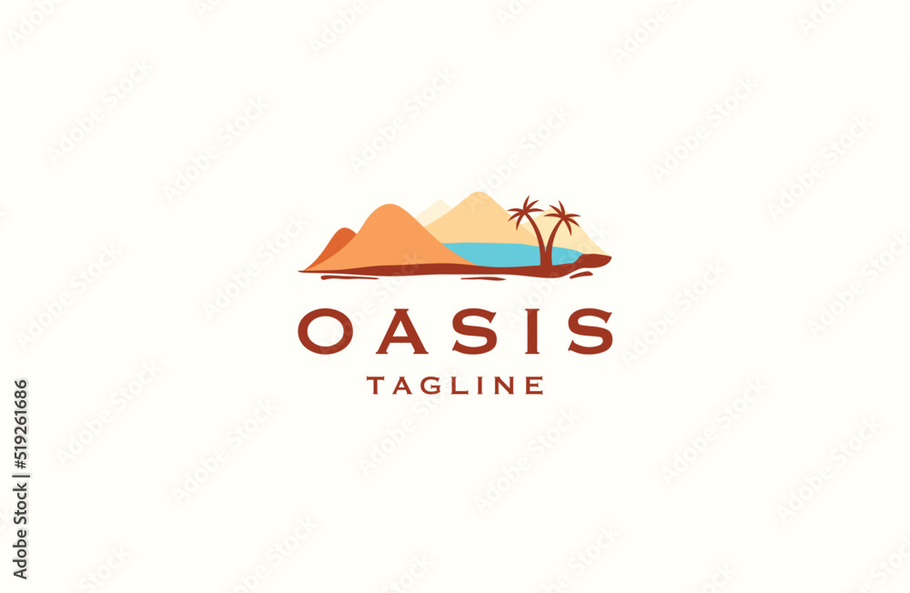 Oasis desert logo icon design template flat vector illustration Oasis desert logo icon design template flat vector illustration