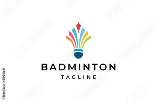 Shuttlecock badminton logo icon design template flat vector illustration