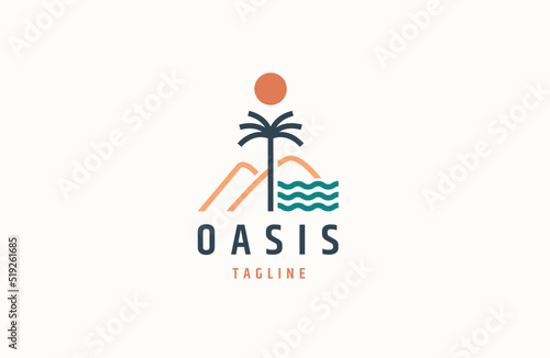 Oasis desert logo icon  design template flat vector illustration