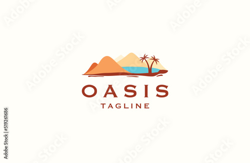 Oasis desert logo icon  design template flat vector illustration